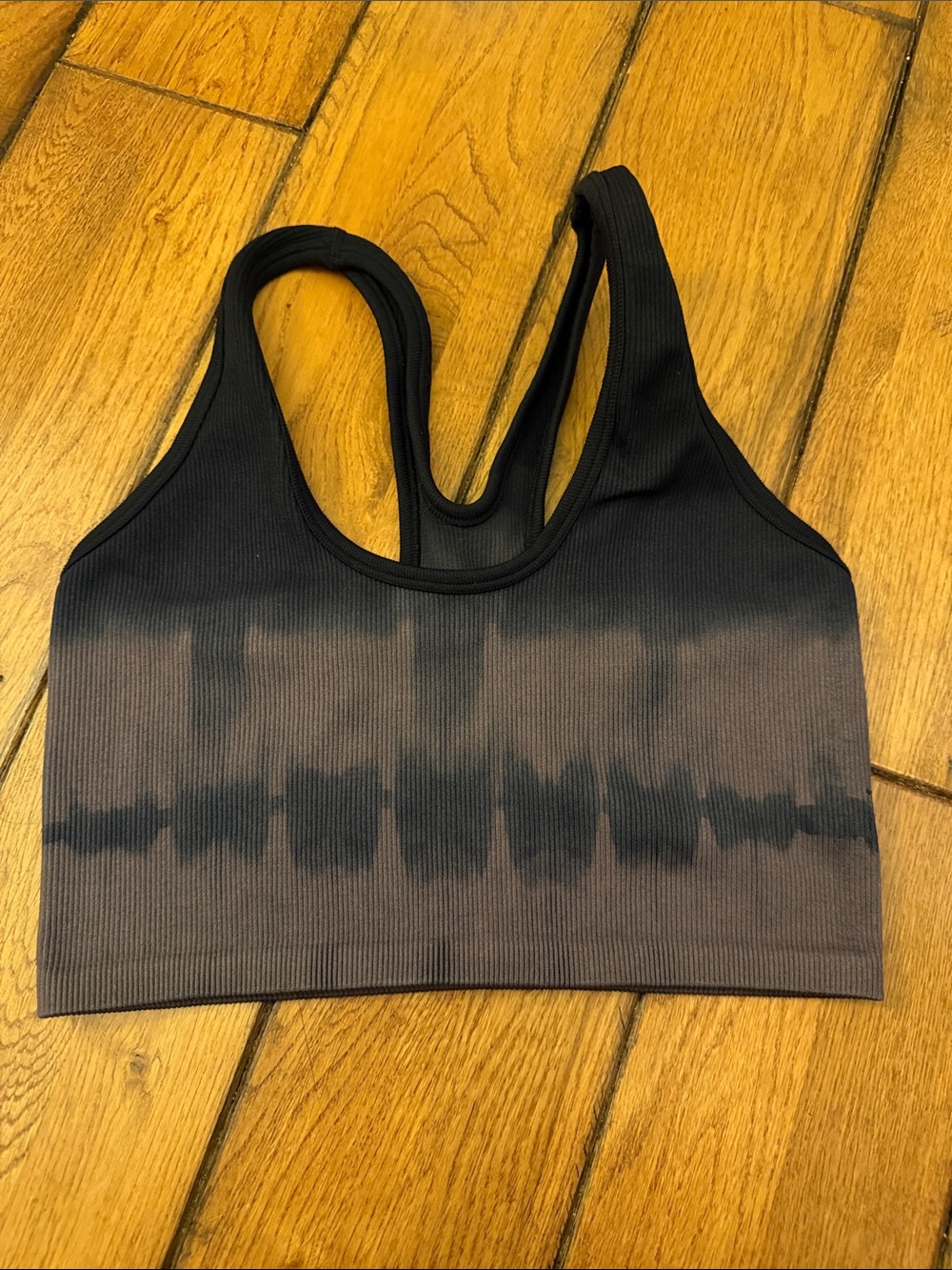 Aerie Black Tie-Dye Ribbed Sports Bra